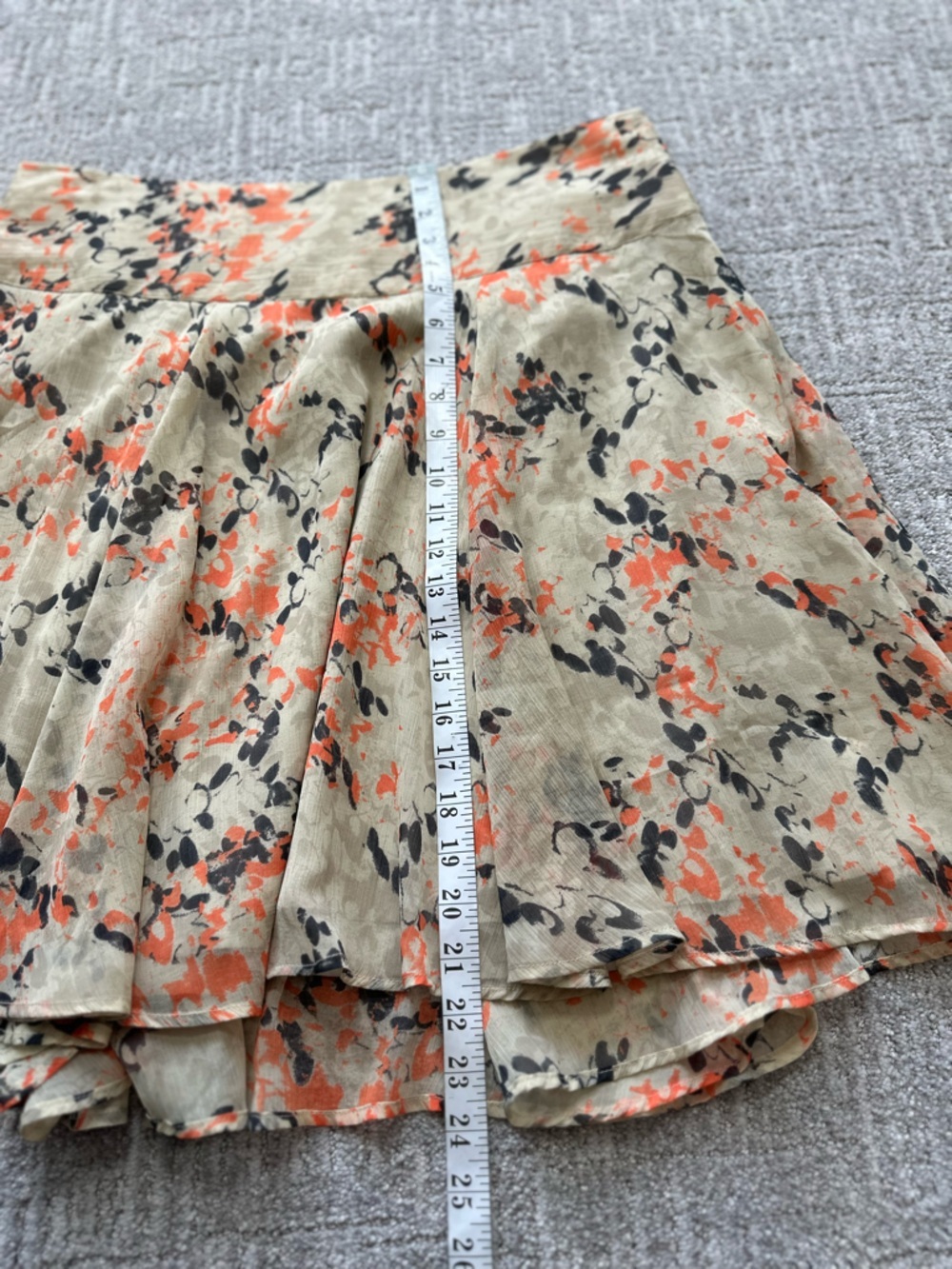 Floral Skater Skirt Beige Orange Brown Knee Length Flowy Lined Vera Moda - Picture 7 of 16